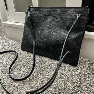 MCM Black Visetos Leather Crossbody Bag